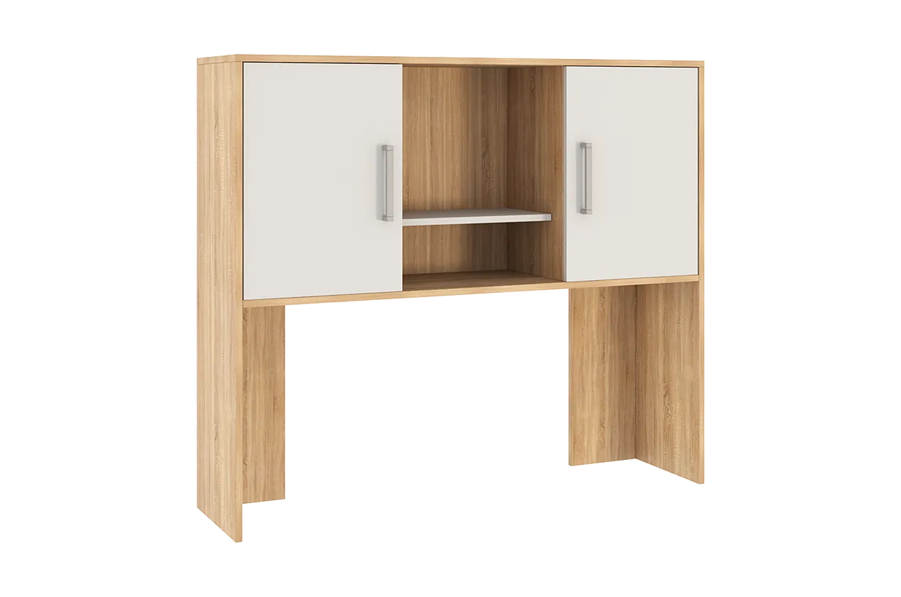 Надстройка стола компьютерного 1200 Лайт-2 дуб сонома/белый в Новом Уренгое - novyj-urengoj.mebel-tymen.ru | фото