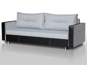 Диван Комфорт с прямыми подлокотниками грей/кожзам в Новом Уренгое - novyj-urengoj.mebel-tymen.ru | фото