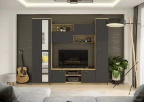 Гостиная Герда Дуб крафт серый/Антрацит в Новом Уренгое - novyj-urengoj.mebel-tymen.ru | фото