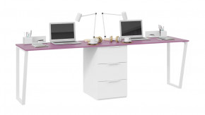 Комплект столов письменных с 1 тумбой универсальной «Порто» Белый, Фиолетовый в Новом Уренгое - novyj-urengoj.mebel-tymen.ru | фото