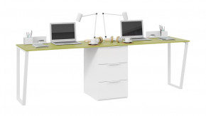 Комплект столов письменных с 1 тумбой универсальной «Порто» Белый, Зеленый в Новом Уренгое - novyj-urengoj.mebel-tymen.ru | фото