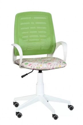 Кресло Ирис WHITE, сетка W (салатовая)/ткань Т54 (единорог) (подлокот.084) белая крестовина в Новом Уренгое - novyj-urengoj.mebel-tymen.ru | фото