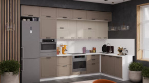 Кухонный гарнитур «Лорас» №4 Белый, Холст брюле, Холст латте в Новом Уренгое - novyj-urengoj.mebel-tymen.ru | фото