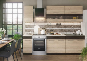 Кухонный гарнитур Маша 2,0 м венге/дуб сонома в Новом Уренгое - novyj-urengoj.mebel-tymen.ru | фото