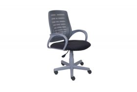 Кресло Ирис пластик серый-сетка серая/ткань NEO-26 (флок) серая (подл.пластик серый)/осн.пластик серый в Новом Уренгое - novyj-urengoj.mebel-tymen.ru | фото