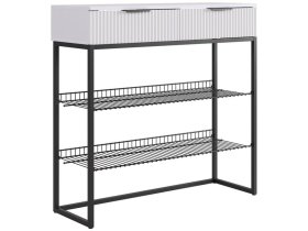 Обувница Классная 1 белое дерево/белый матовый/черный муар в Новом Уренгое - novyj-urengoj.mebel-tymen.ru | фото