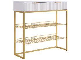 Обувница Классная 1 белое дерево/белый матовый/золото в Новом Уренгое - novyj-urengoj.mebel-tymen.ru | фото