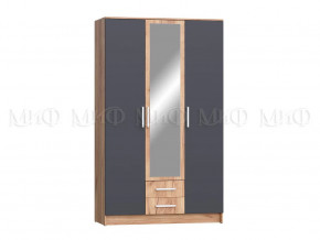 Шкаф для одежды 3-дверный Мартина ЛДСП Графит, Дуб крафт в Новом Уренгое - novyj-urengoj.mebel-tymen.ru | фото