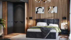 Спальный гарнитур «Глосс» №9 Яблоня Беллуно, Стекло Графит матовый в Новом Уренгое - novyj-urengoj.mebel-tymen.ru | фото