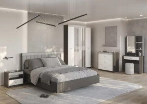 СТЕФАНИ Спальня №1, ЛДСП Графит-МДФ Серый софт/ЛДСП Рамух белый в Новом Уренгое - novyj-urengoj.mebel-tymen.ru | фото