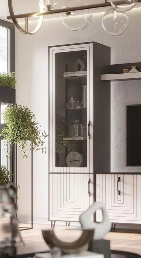 Стеклопенал Квадро М-1 серый графит/софт вайт в Новом Уренгое - novyj-urengoj.mebel-tymen.ru | фото