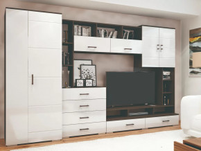 Стенка Коста МДФ Венге-белый глянец в Новом Уренгое - novyj-urengoj.mebel-tymen.ru | фото