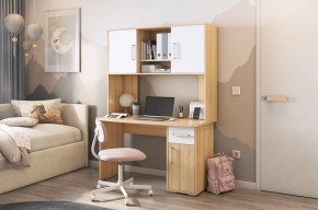 Стол компьютерный Лайт К2 дуб сонома/белый в Новом Уренгое - novyj-urengoj.mebel-tymen.ru | фото