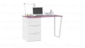 Стол письменный с тумбой универсальной «Порто» Белый, Фиолетовый в Новом Уренгое - novyj-urengoj.mebel-tymen.ru | фото
